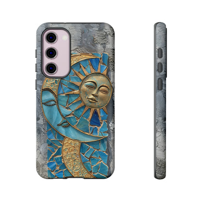 Boho Sun and Moon Mosaic Tile Stained Glass Phone Case