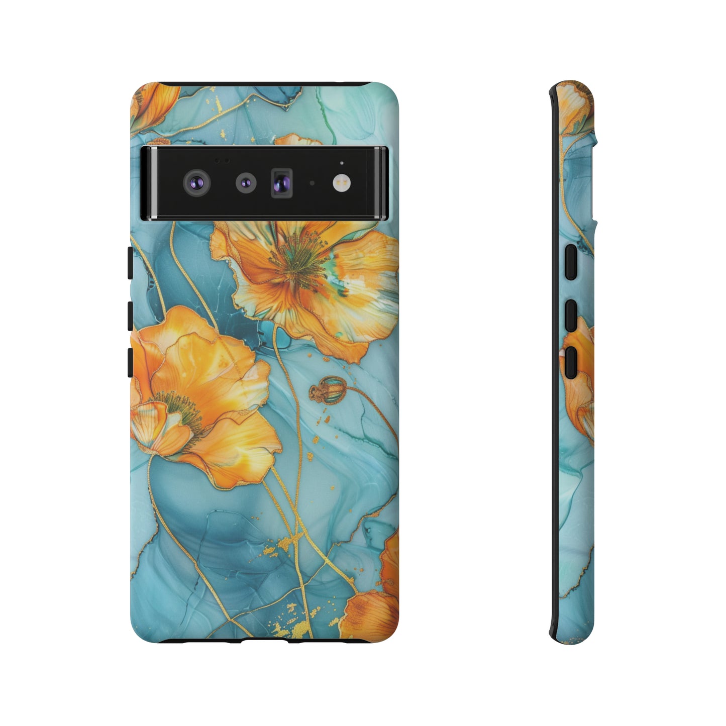 Gold Poppies Color Splash Floral Design Phone Case