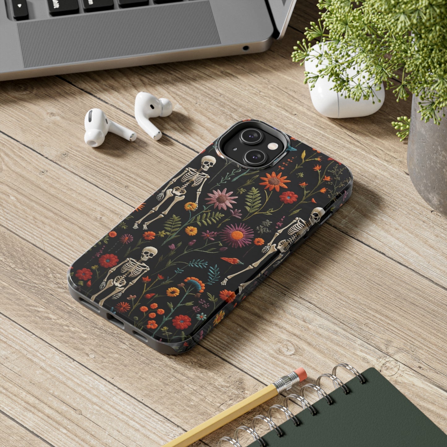 Skeletons in the garden Halloween Embroidery Phone Case