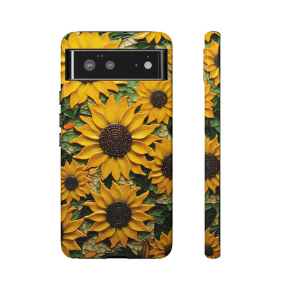 Sunflower Floral Color Explosion Mosaic Glass