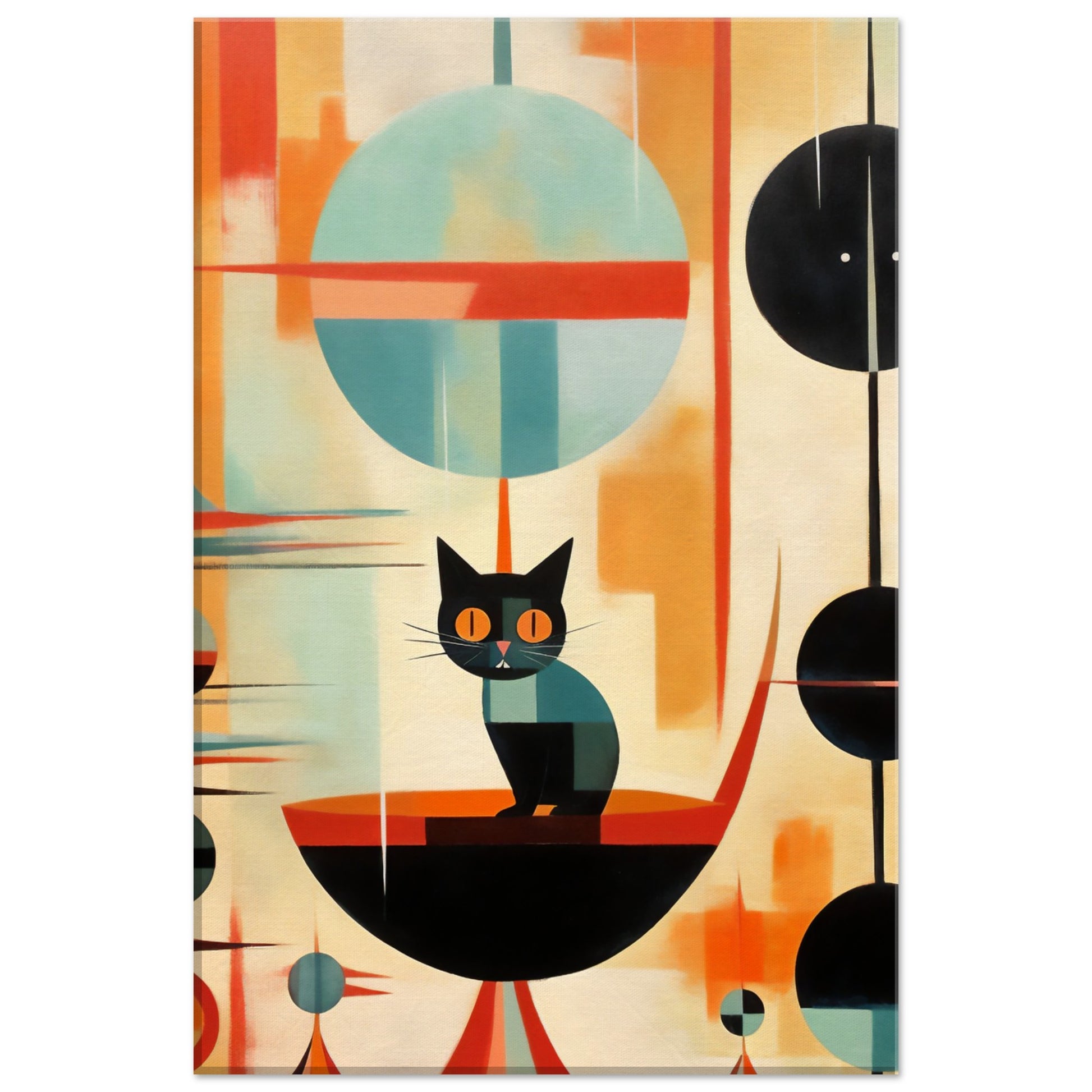 Atomic Cat Mid Century Canvas Print | Retro-Inspired Wall Art