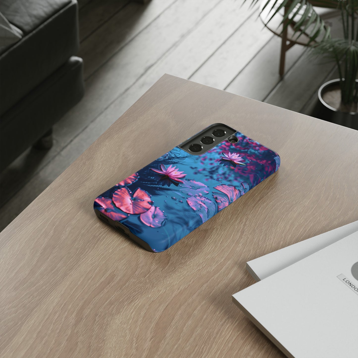 Magenta and Blue Color Zen Lily Pad Phone Case