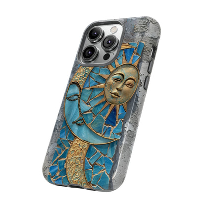 Boho Sun and Moon Mosaic Tile Stained Glass Phone Case