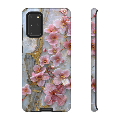 Pink Forget Me Nots Gold Floral Phone Case