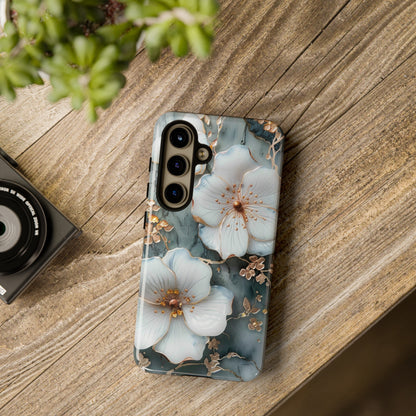 White Flower on Marble Stone  Phone Case