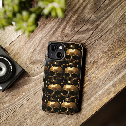 iPhone Case Golden Enigma: Where Goth Meets Glamour | Gold Skulls iPhone Tough Case