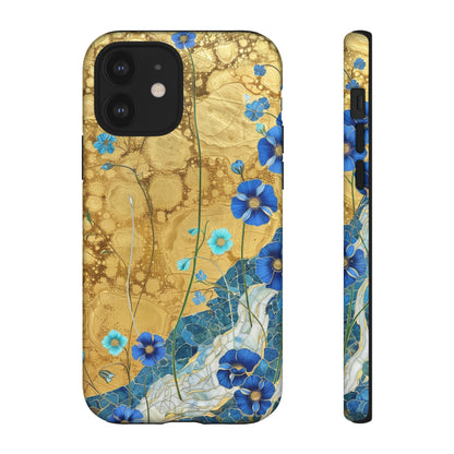 Forget Me Nots Gold Color Splash Floral Design Phone Case