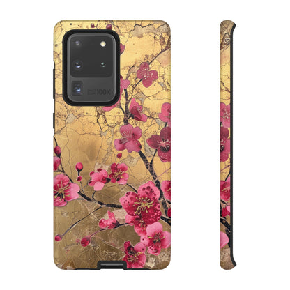 Pink Forget Me Nots Gold Floral Phone Case