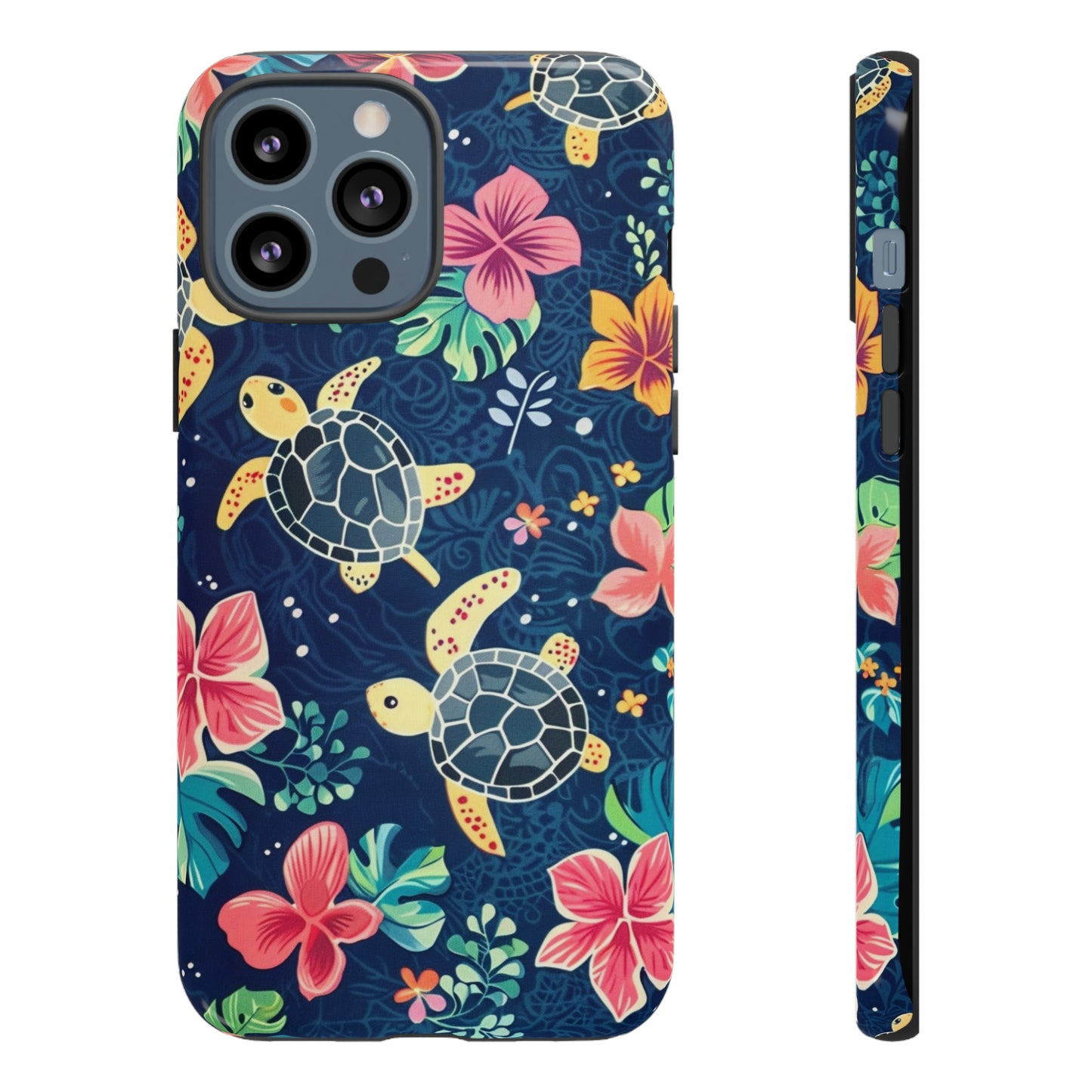 Undersea Floral Blue Sea Turtle Phone Case