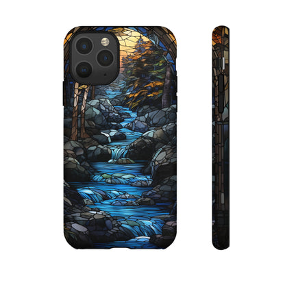 Stained Glass Stone Bridge and River Art Phone Case