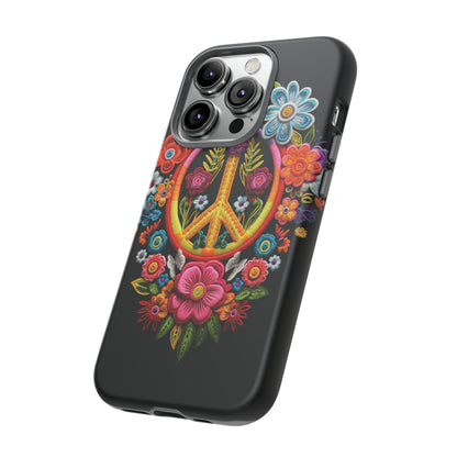 Peace Sign Embroidery Floral Hippie Style Phone Case