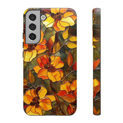 Orange Floral Phone Case Stained Glass Style