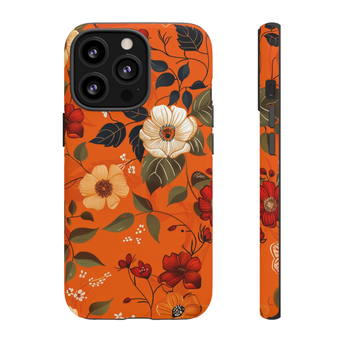 Orange Floral Phone Tough Case