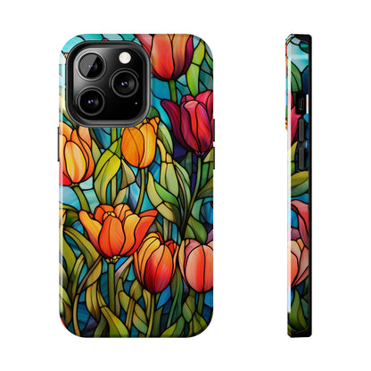 Stained Glass Tulip Floral Aesthetic iPhone Case | Embrace the Beauty of Nature in Full Bloom