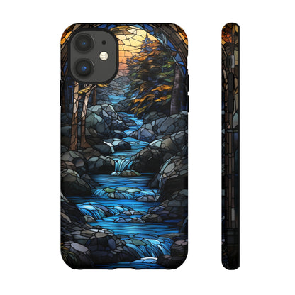 Stained Glass Stone Bridge and River Art Phone Case