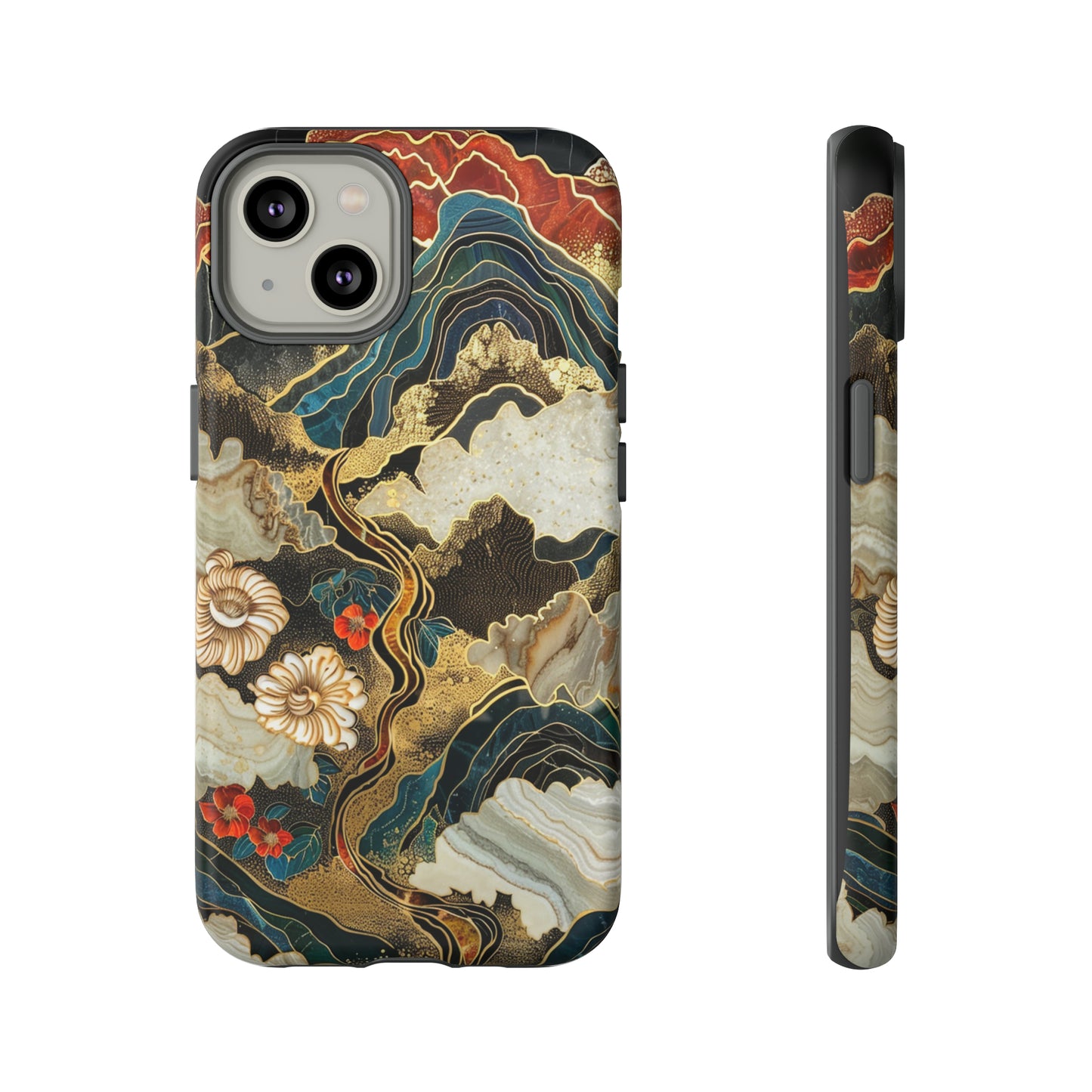 Chiyogami Stained Glass Floral Mountain Phone Case