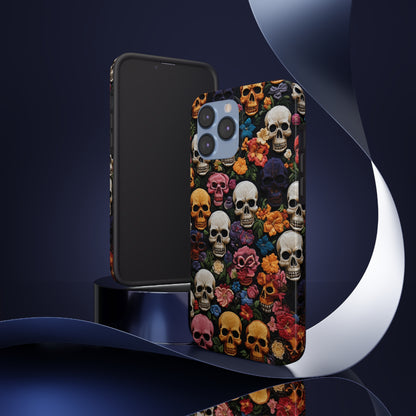 Embroidery Style Skulls Goth Dark Academia Tough Case iPhone Case