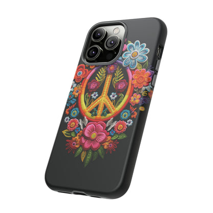 Peace Sign Embroidery Floral Hippie Style Phone Case