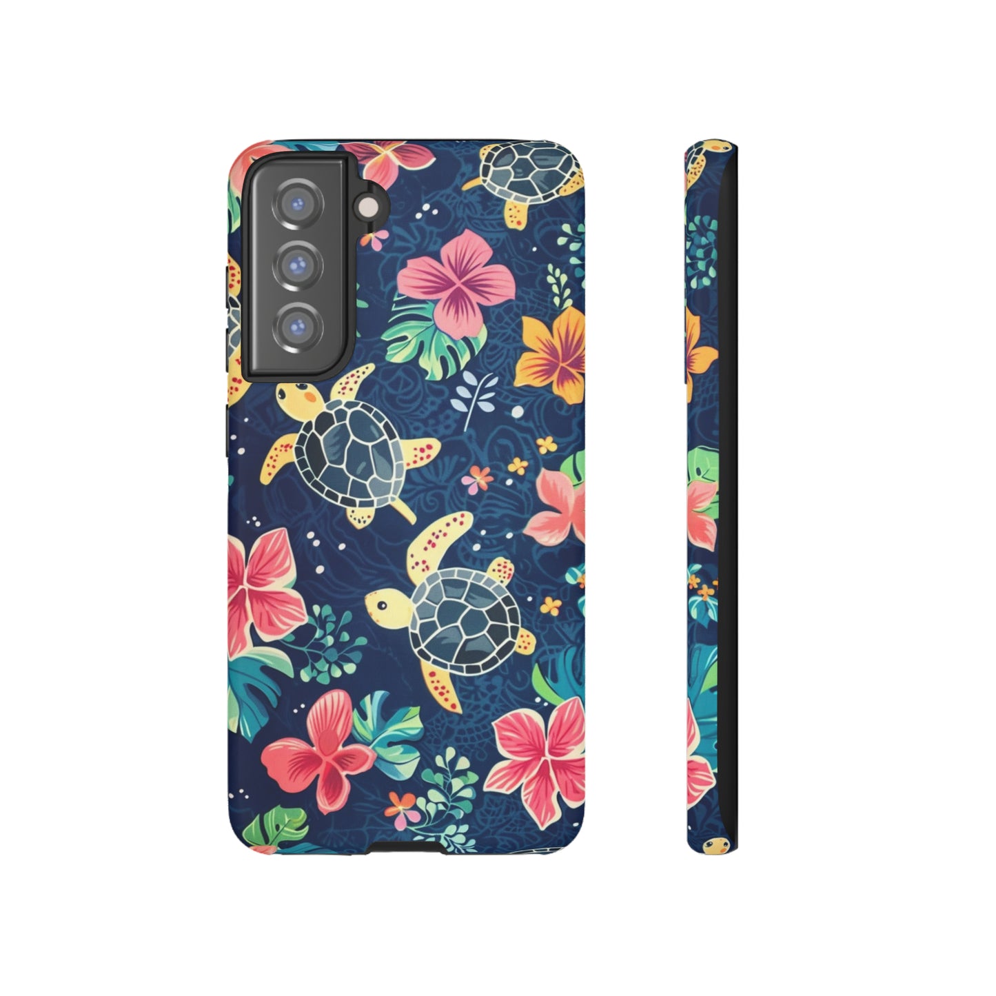 Undersea Floral Blue Sea Turtle Phone Case