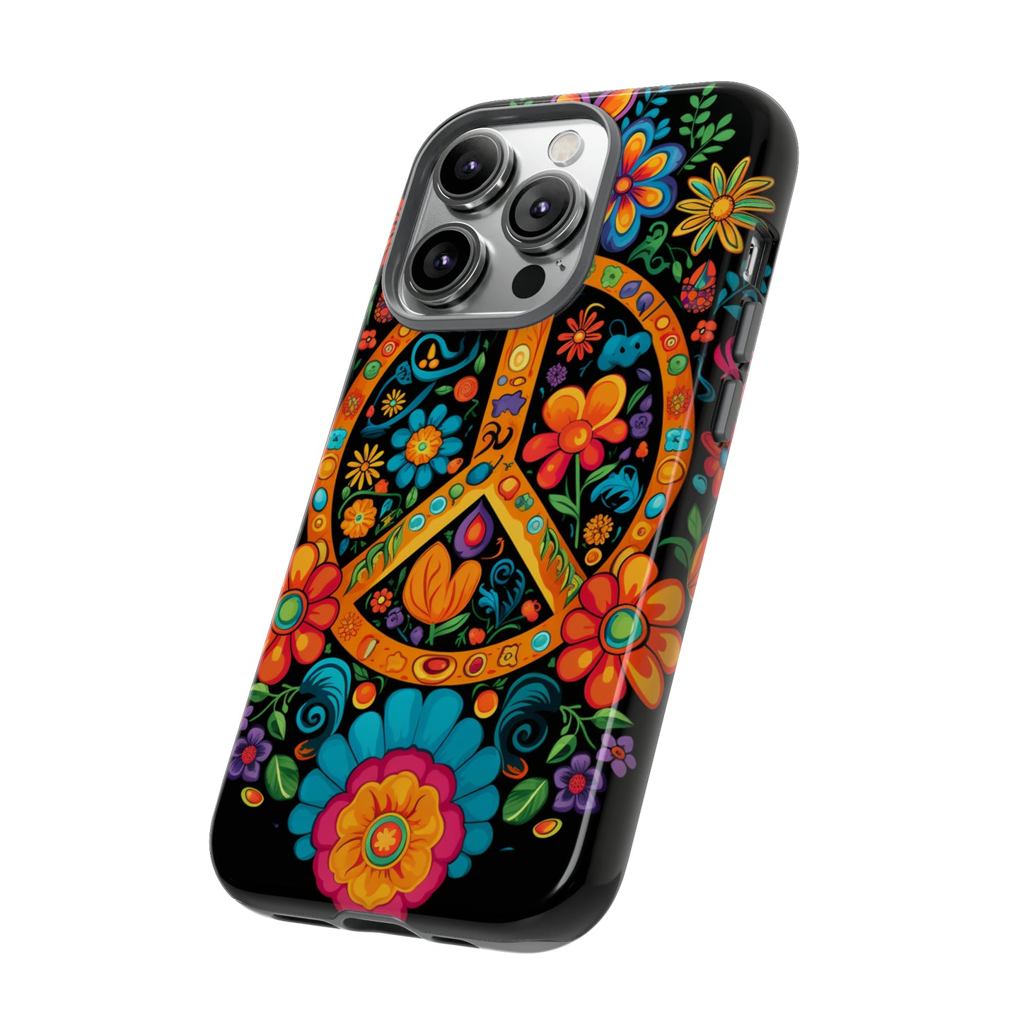 Peace Sign Embroidery Floral Hippie Style Phone Case