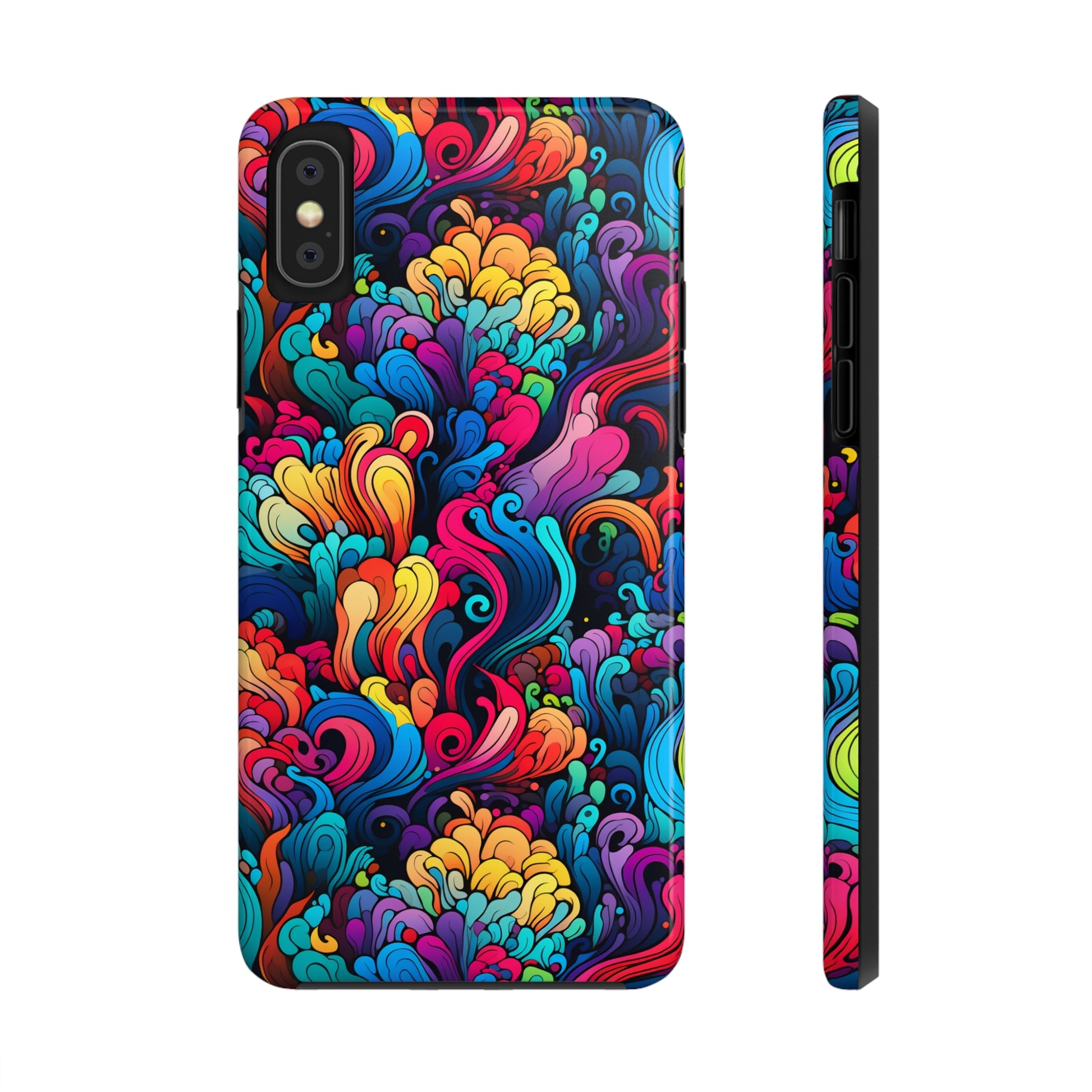 Psychedelic Rainbow Tough iPhone Case - Front View
