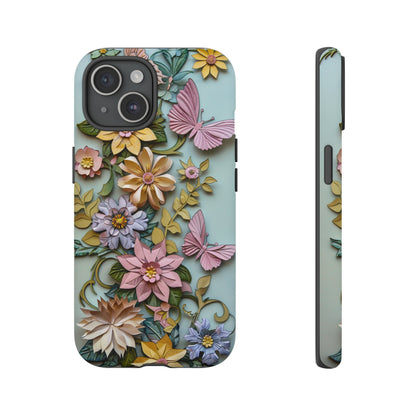 Pastel Pink Butterflies and Flowers iPhone Case