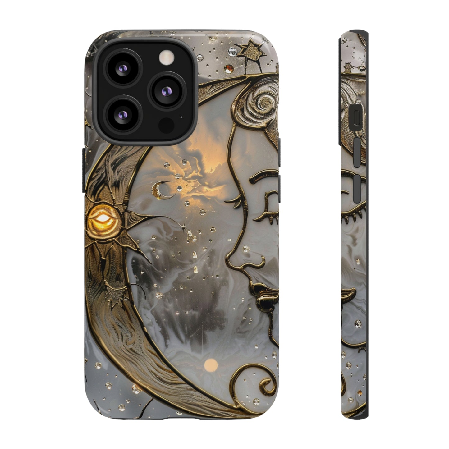 Moon Stars Stained Glass Starry Night Phone Case