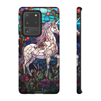 Unicorn Stained Glass iPhone, iPhone Case Retro Samsung Galaxy Phone Tough Case iPhone 15 14 Plus 13 12 7 8 Se Hippie Boho Style