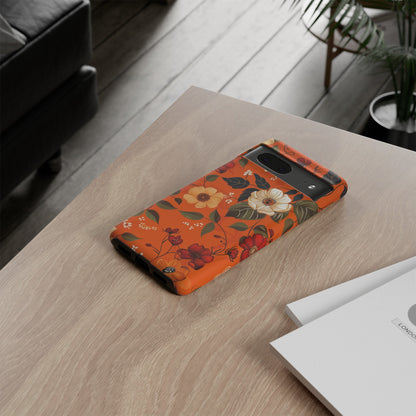 Orange Floral Phone Tough Case