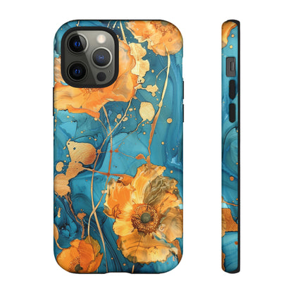 Gold Poppies Color Splash Floral Design Phone Case