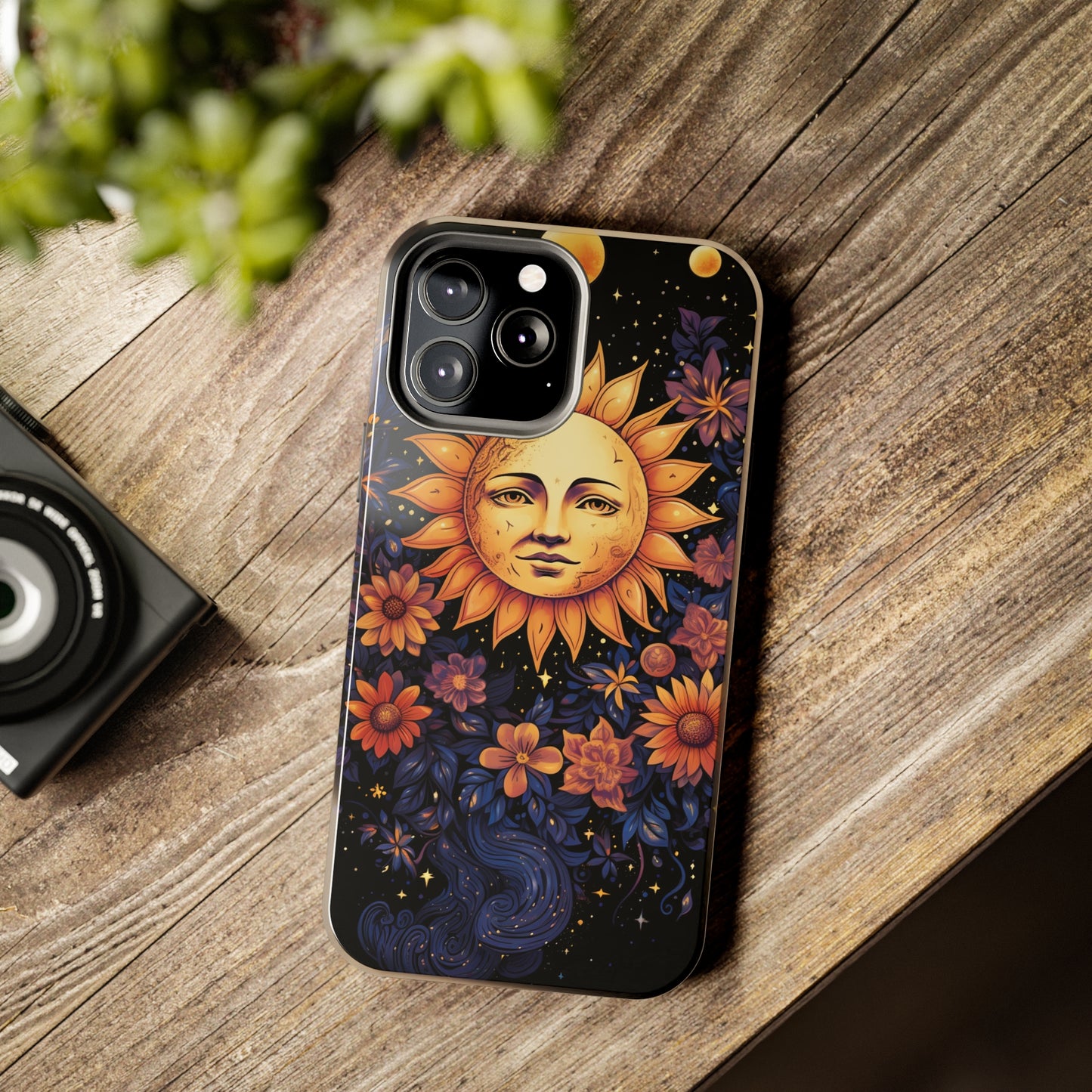 Cosmic Blooms: Floral Sun, Moon & Stars iPhone Case - Where Celestial Meets Botanical