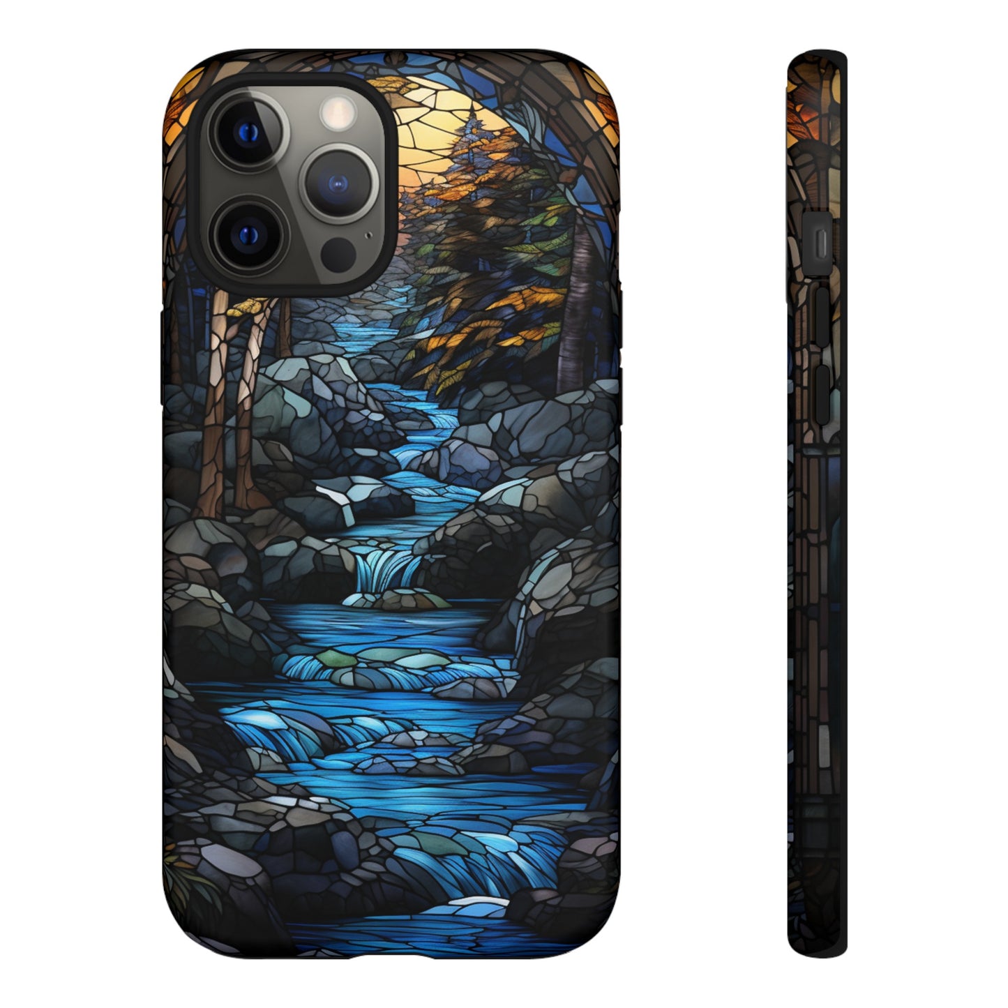 Stained Glass Stone Bridge and River Art Phone Case