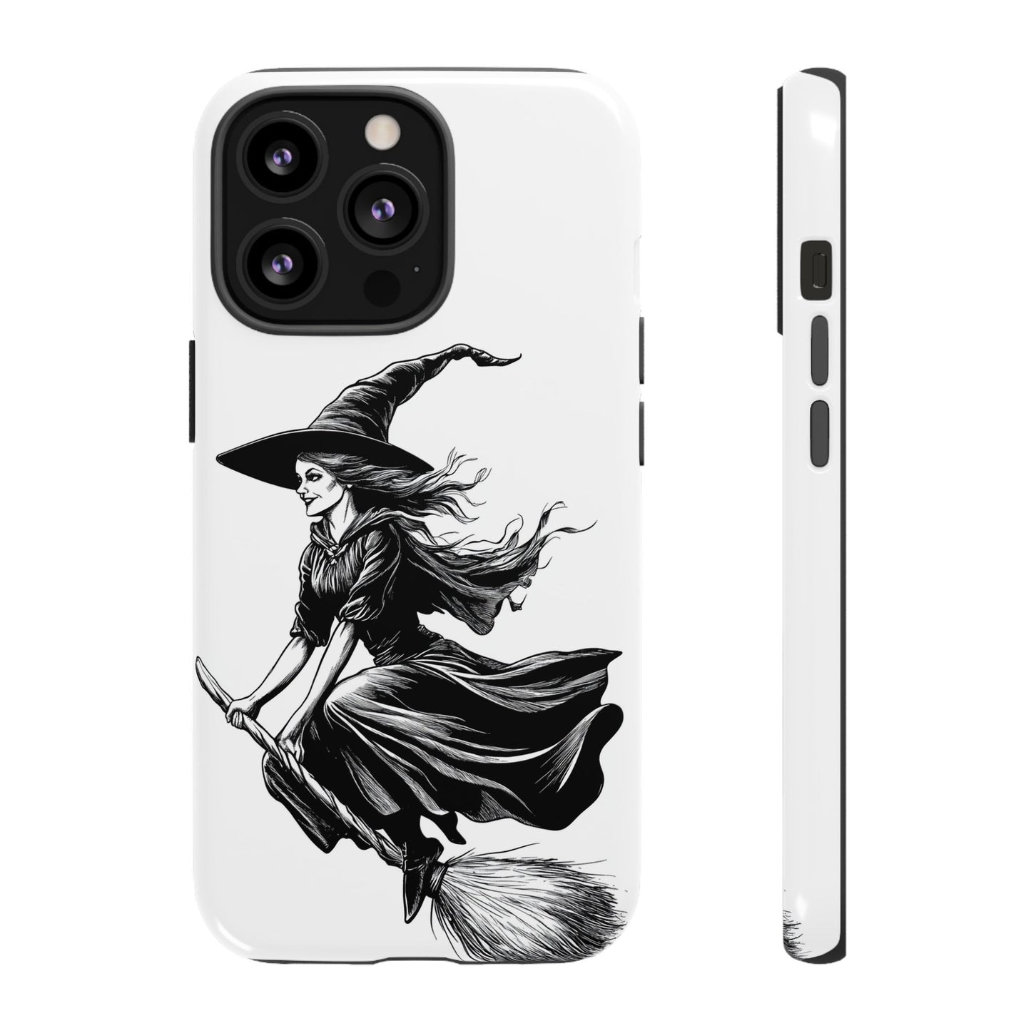 Vintage Halloween Witch on a Broom Spooky Phone Cover