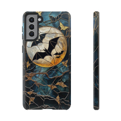 Halloween Phone Case Bats Stained Glass Style Spooky Moon Phone Cover