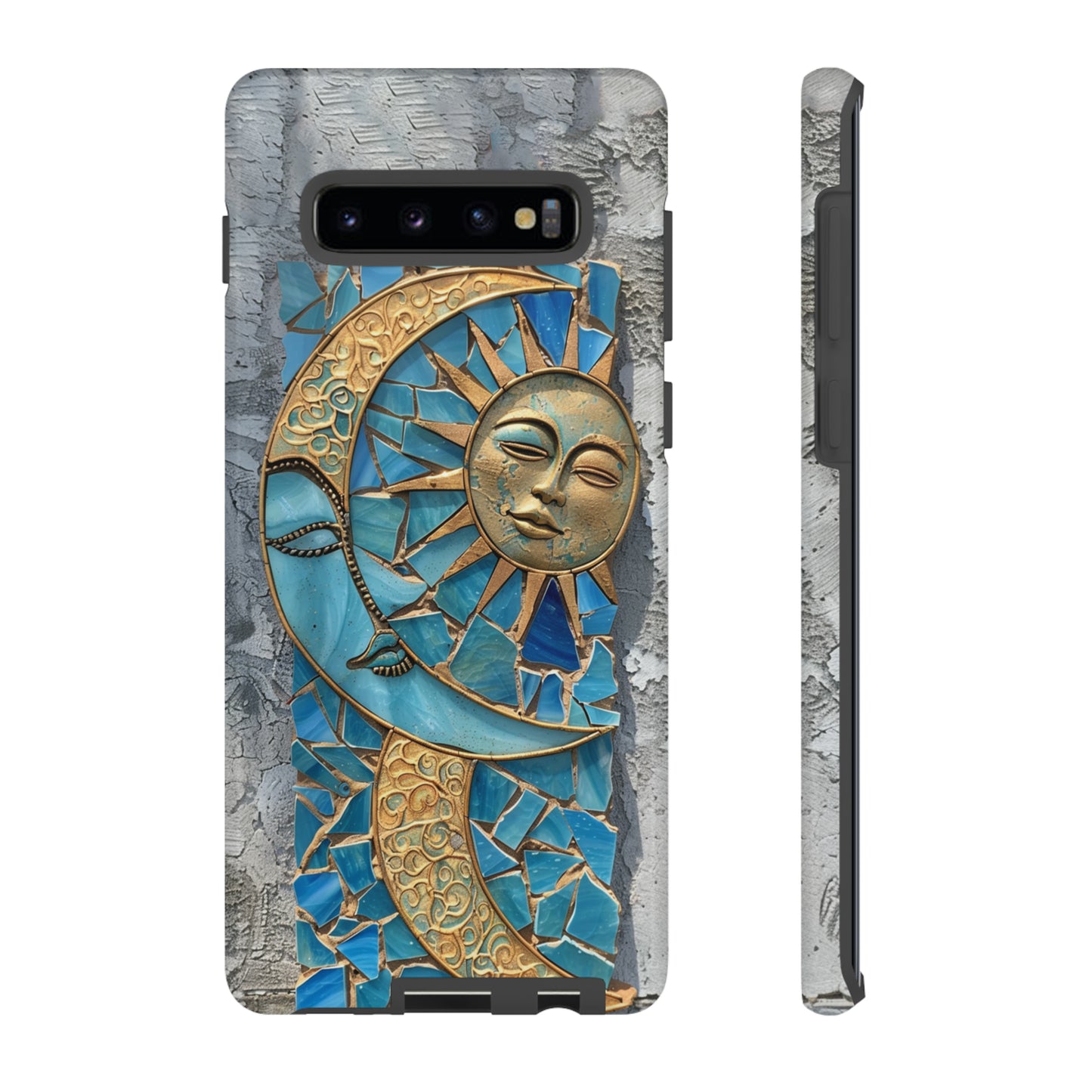 Boho Sun and Moon Mosaic Tile Stained Glass Phone Case