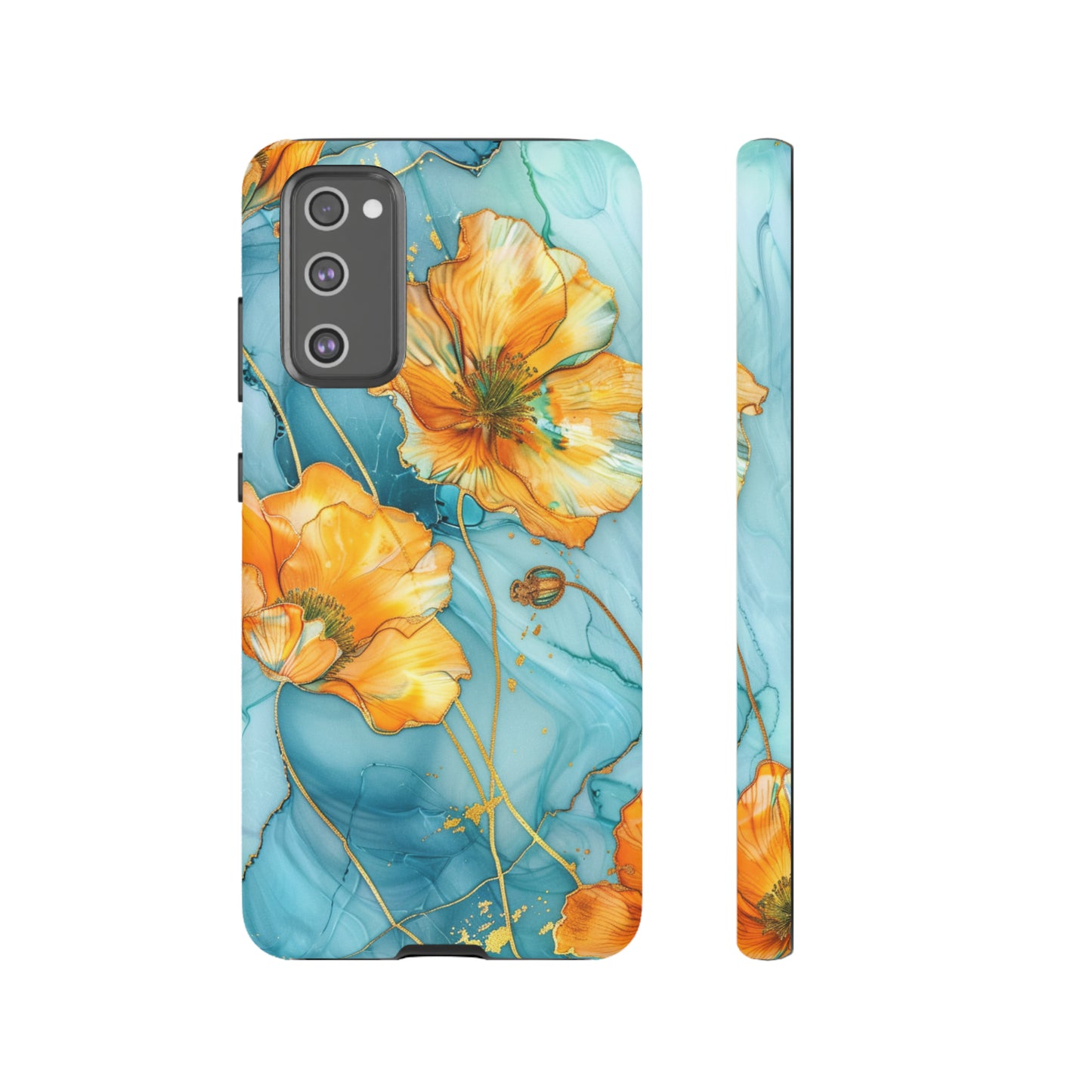 Gold Poppies Color Splash Floral Design Phone Case