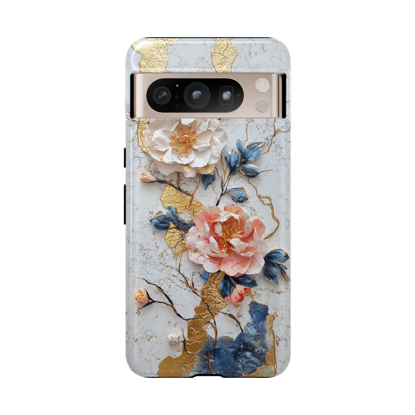 Origami Style Floral Aesthetic Gold Inlay Japanese Art Phone Case