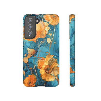 Gold Poppies Color Splash Floral Design Phone Case