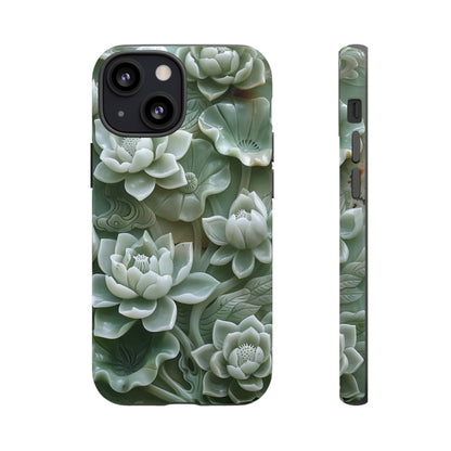 Green Jade Lotus Floral Art Phone Case