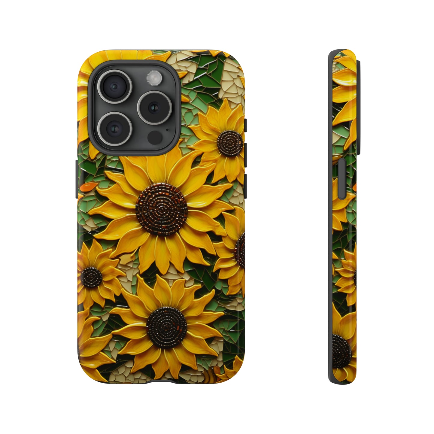 Sunflower Floral Color Explosion Mosaic Glass