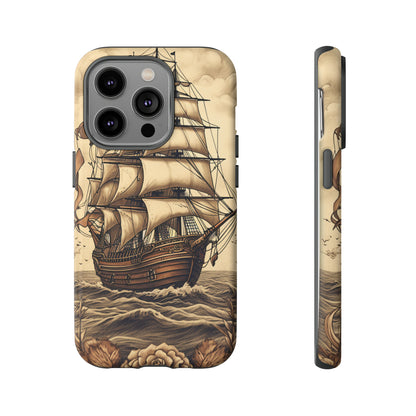 Vintage Tattoo Style Pirate Ship Phone Case