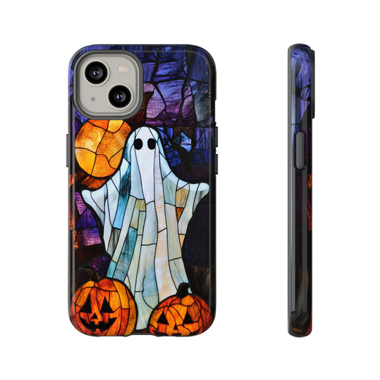 Stained glass Halloween ghost phone case for iPhone 15