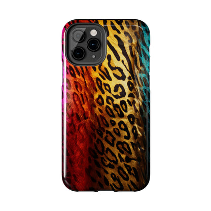 Kaleidoscopic Wild: Psychedelic Rainbow Leopard Print | Dazzling iPhone Case