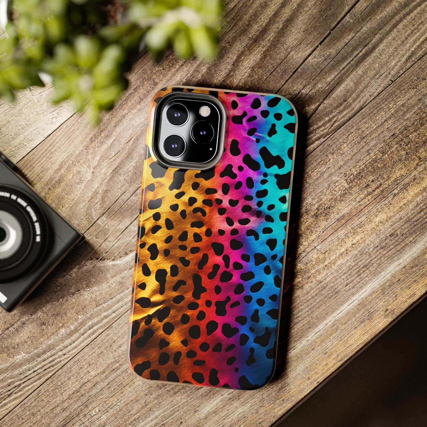 Kaleidoscopic Wild: Psychedelic Rainbow Leopard Print | Dazzling iPhone Case