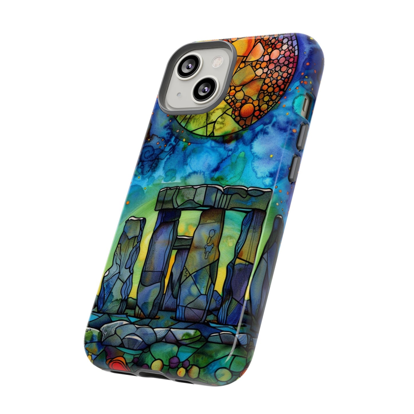 Stonehenge Neolithic Full Moon Stained Glass Watercolor Phone Cover