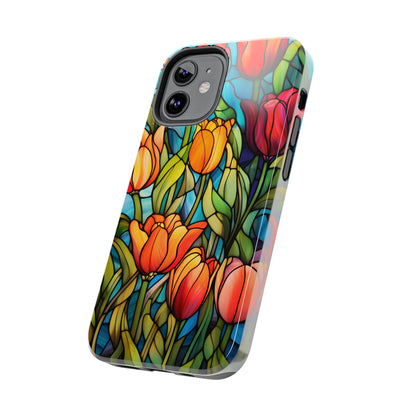 Stained Glass Tulip Floral Aesthetic iPhone Case | Embrace the Beauty of Nature in Full Bloom