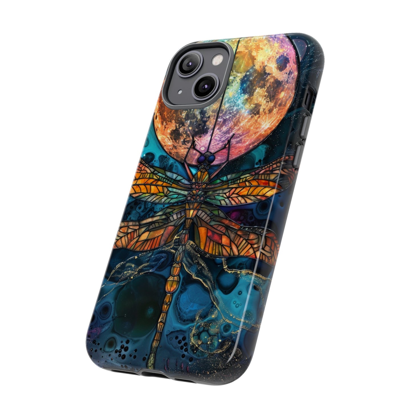 Full Moon Stained Glass Dragonfly Phone Cover