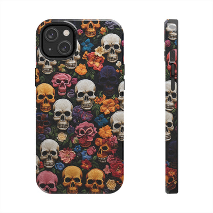 Embroidery Style Skulls Goth Dark Academia Tough Case iPhone Case