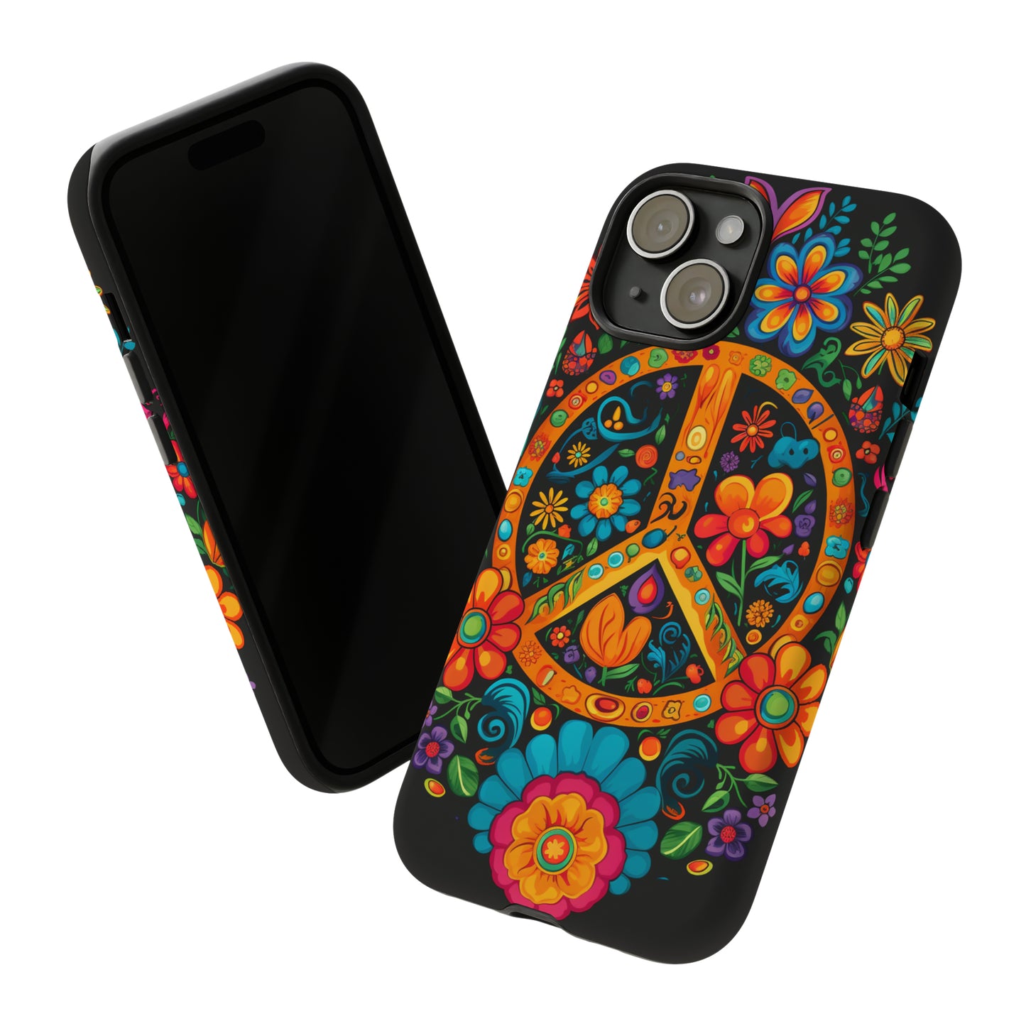 Peace Sign Embroidery Floral Hippie Style Phone Case