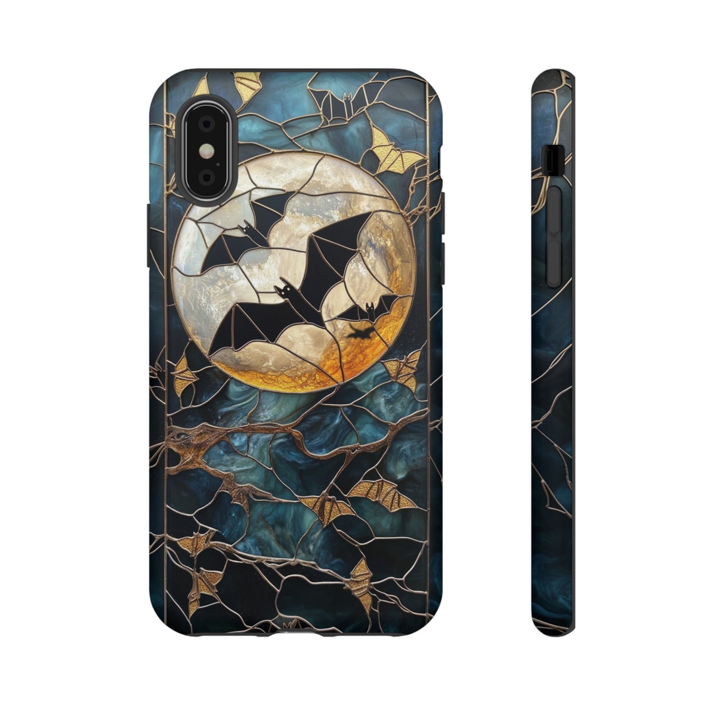 Halloween Phone Case Bats Stained Glass Style Spooky Moon Phone Cover